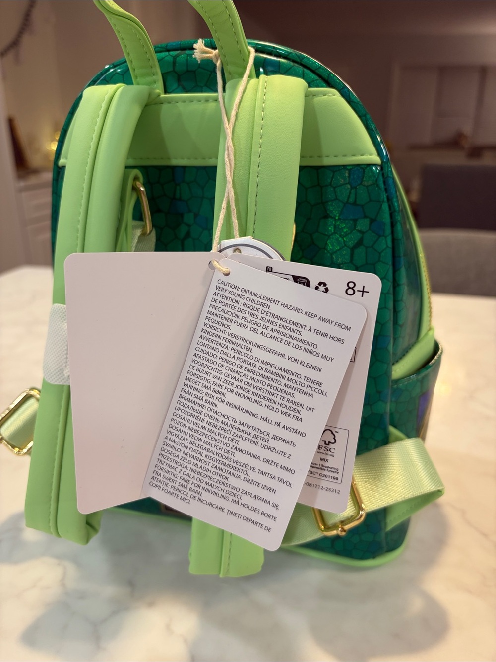 Loungefly Green Stained-Glass Princess Tiana Mini Backpack - Picture 8 of 13